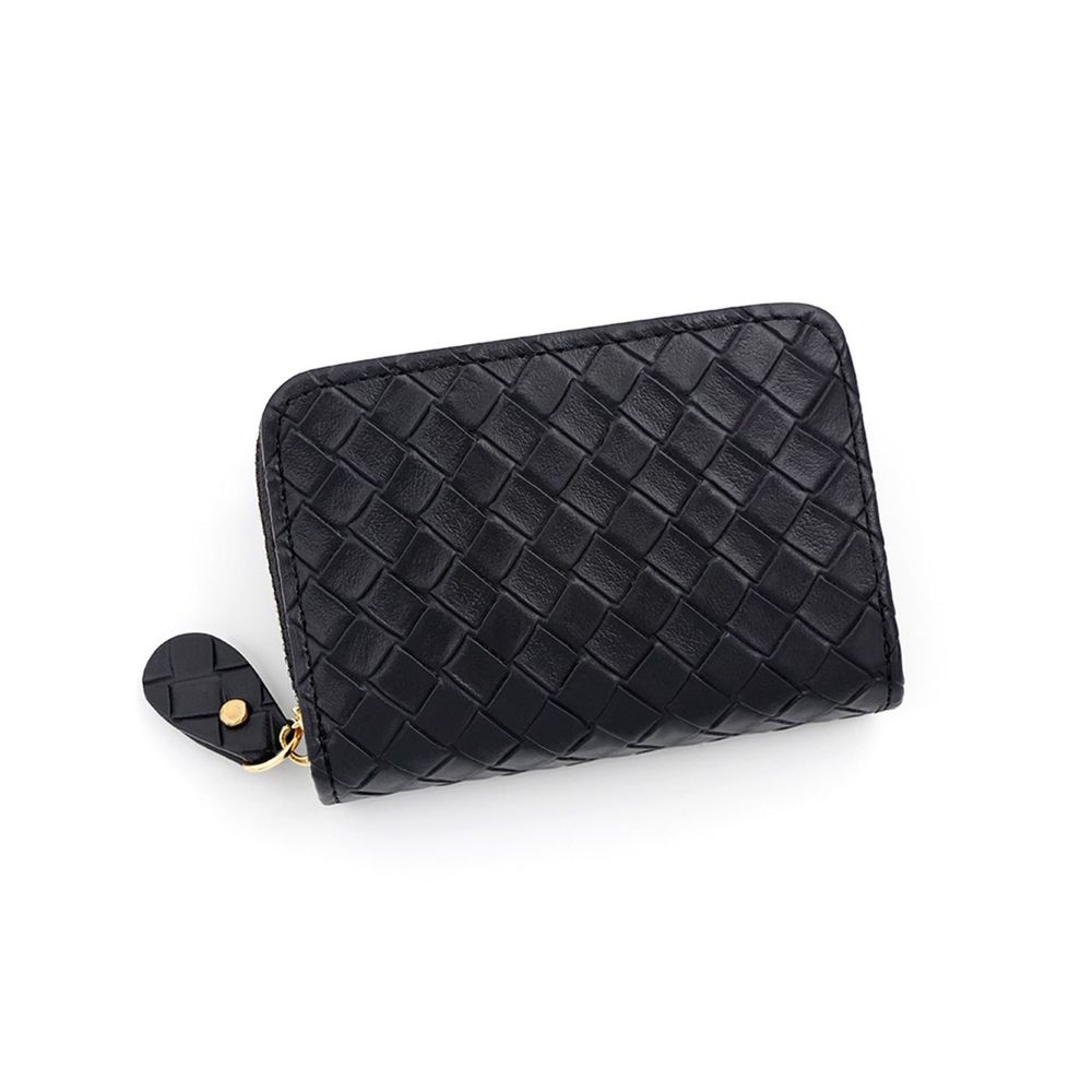 Small Weaved Multiple Card Slots Zier Clutch Purses Ladies Compact :v
